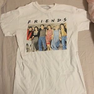 white graphic “friends” tee